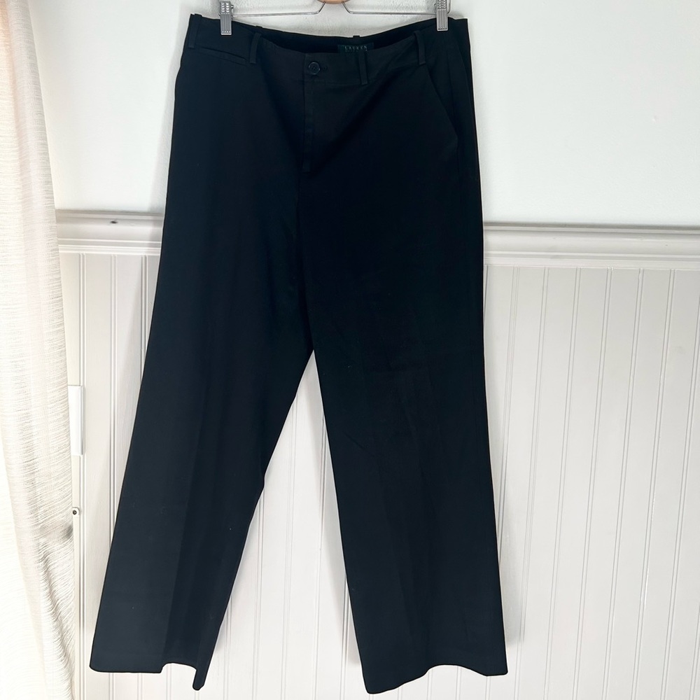 Lauren Ralph Lauren Sanderson Size 14 Classic Black Wide Leg Trousers